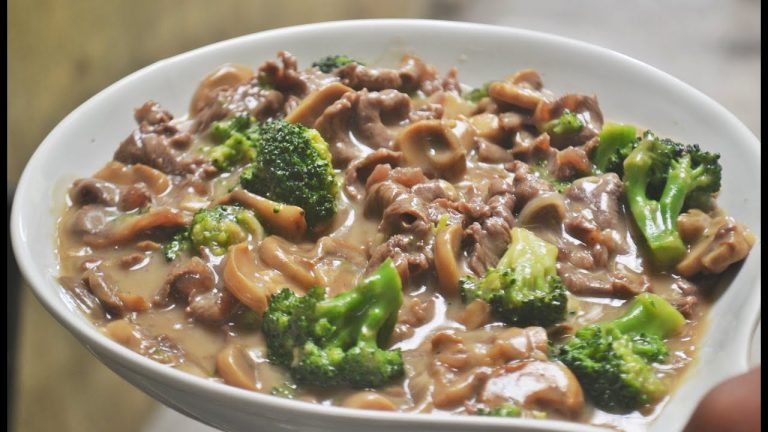 Creamy Mushroom Beef Broccoli | Easy Recipe BEEF SUKIYAKI CUT VERY THIN SLICE