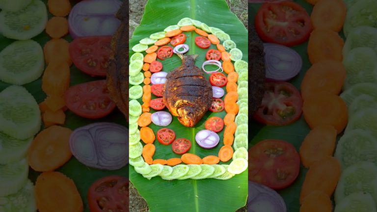 Tawa Fish Fry 🐠🐟🐠 | Masala Fish Fry Decorated With Salads | Village Cooking Shorts Videos.