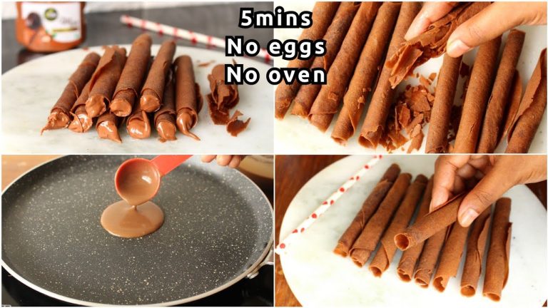 5 mins easy CHOCOLATE WAFER ROLL RECIPE on tawa | NO OVEN | NO EGG | Snacks recipe |#shorts