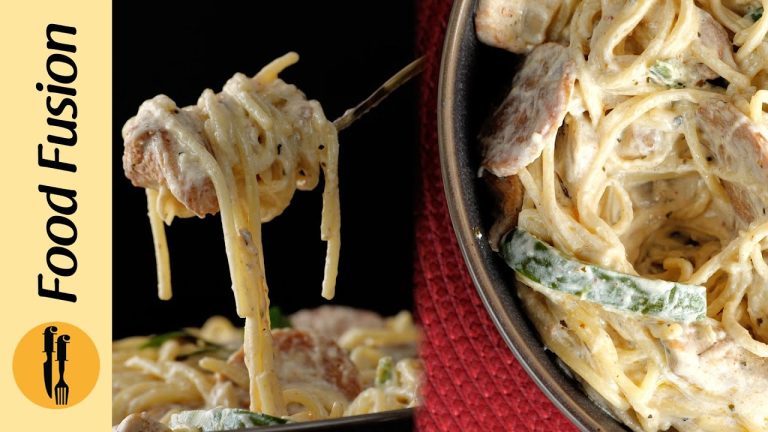 Chicken Alfredo Spaghetti Recipe by Food Fusion
