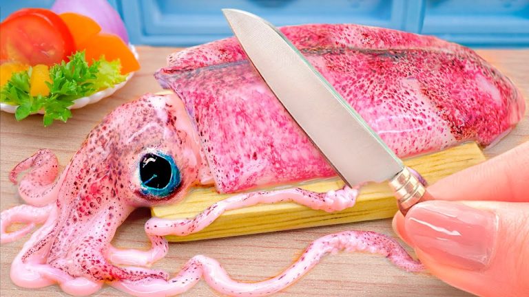 So Tasty Miniature Cooking Seafood Idea 🦑 Delicious Stuffed Squid Recipe in Japanese Style