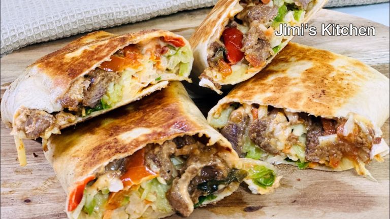 Beef tortilla wrap recipe by Jimi’s Kitchen| Beef Cheese Wrap |#viral #beef #wrap #505 #tortilla #yt