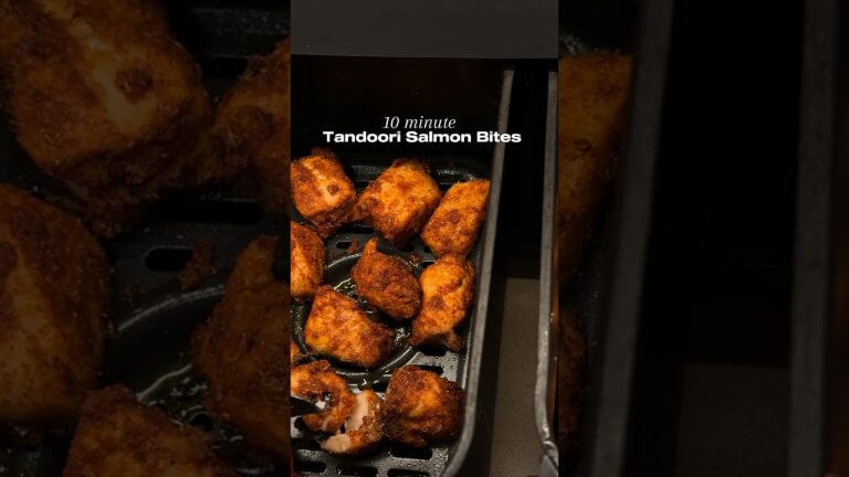 Tandoori salmon bites – full recipe in caption! #indiancooking #indianfood #indian #fish #airfryer