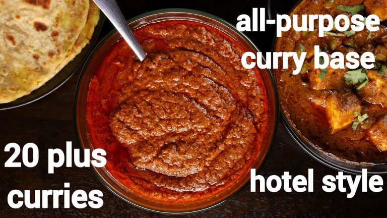 one curry base – 20 plus indian curry recipes | hotel style all-purpose curry base gravy recipe