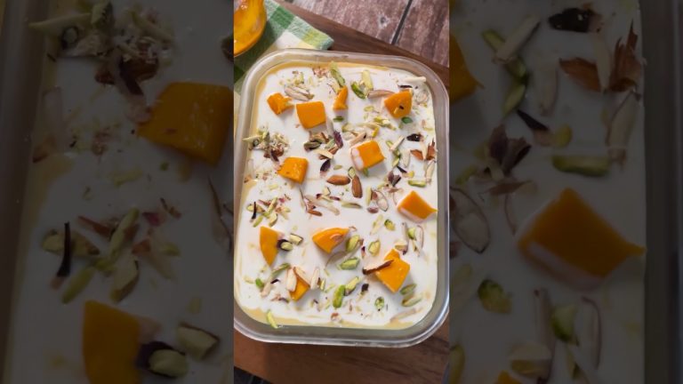 mango pudding recipe – mango custard bread pudding – pudding dessert recipes #shortsrecipe #shorts