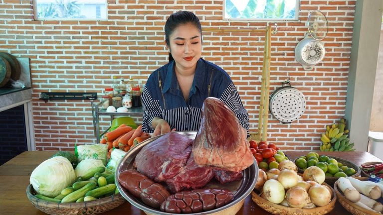 Beef heart, beef kidney, beef cooking – Delicious country food recipe – Cooking with Sreypov