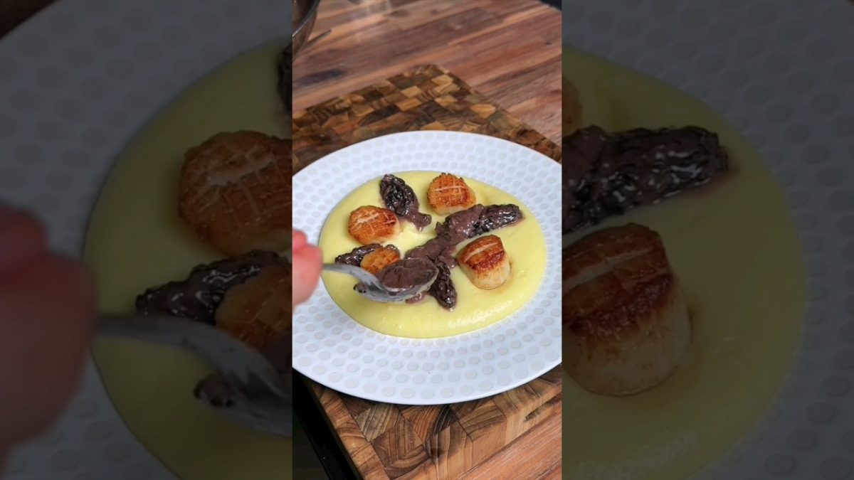 Scallop + Morel + Robuchon purée and my favorite #scallops #seafood #potato #potatoes