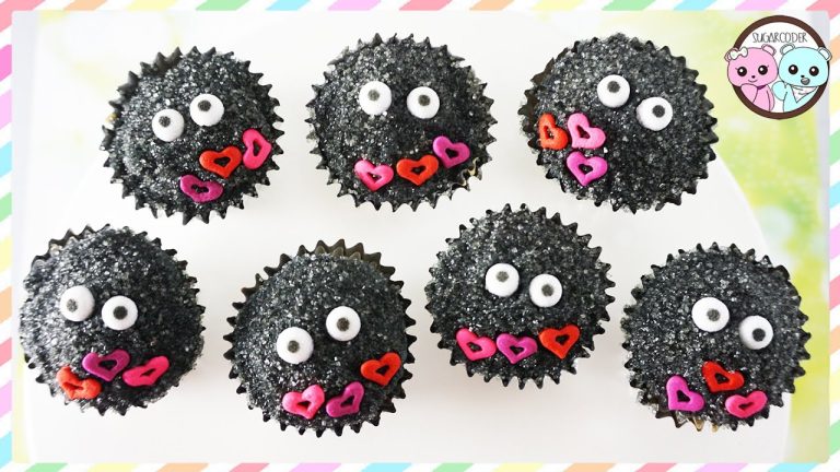 SPIRITED AWAY SOOT SPRITES CUPCAKES, SPIRITED AWAY CAKE 🍙 Anime Food Baking Dessert Recipe Ideas