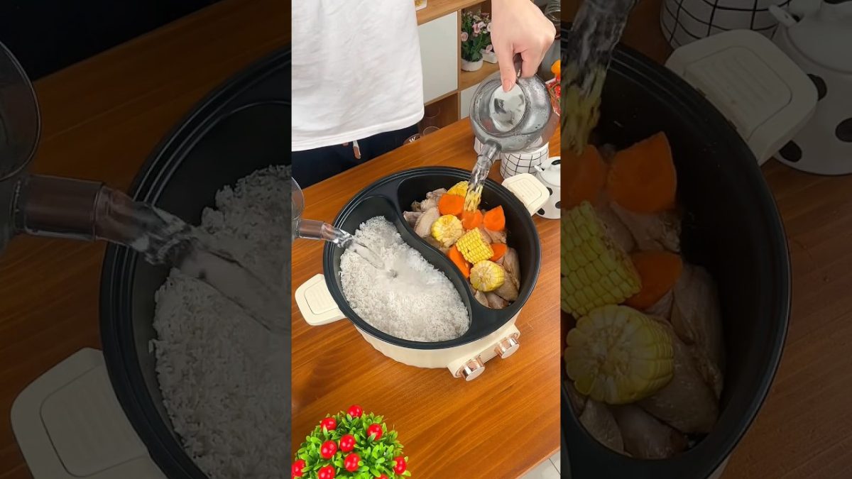 Chicken And Popcorn In Rice Cooker 🍗#ytshorts #recipe #cooking