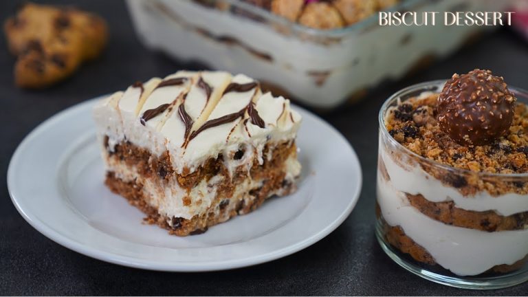 দুধে ভিজানো বিস্কুট দিয়ে দুর্দান্ত স্বাদের ঈদের ডেজার্ট | No Bake Biscuit dessert Recipe, Eid recipe