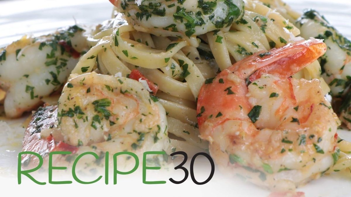 Garlic Linguine Pasta with Shrimp or Prawns