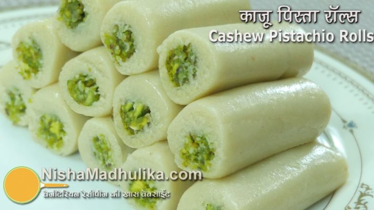 Kaju Pista Roll recipe – Cashew Pistachio Rolls – काजू पिस्ता रोल