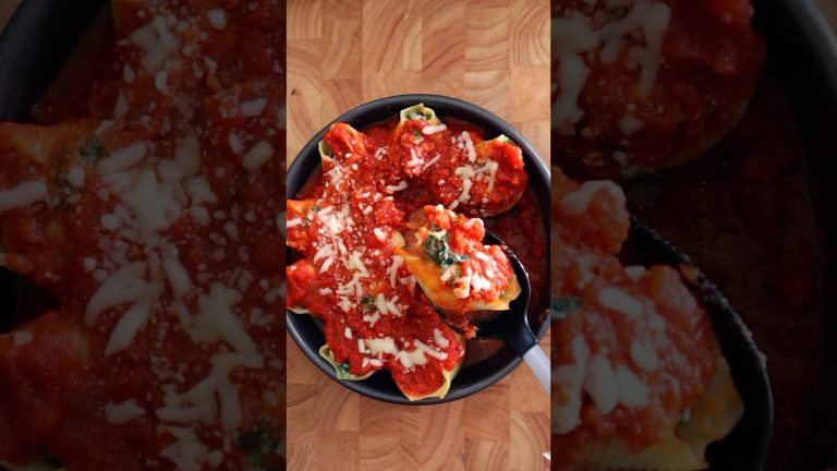 GIANT Ricotta Spinach Shells #recipe #shortsfeed #delicious #fyp #foodlover #viral #pasta #cheese