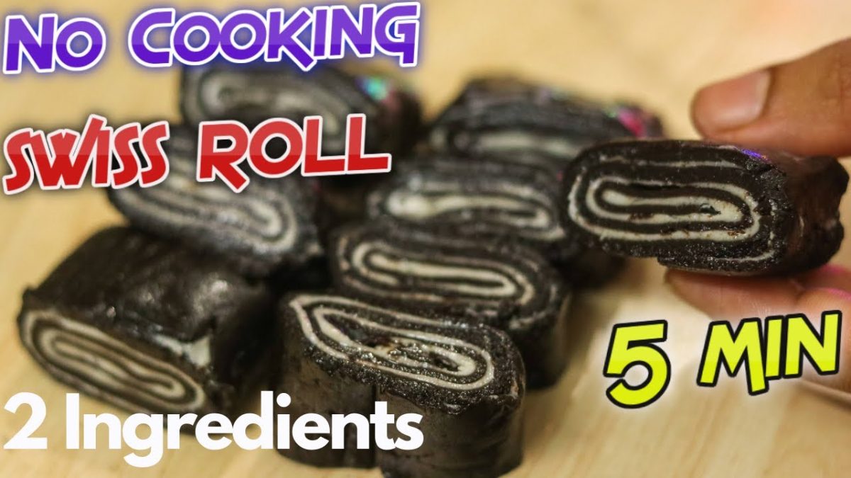 [5Min] Oreo Swiss Roll Recipe Only 2 Ingredients No Cooking| Eggless Swiss Roll Without Oven #shorts