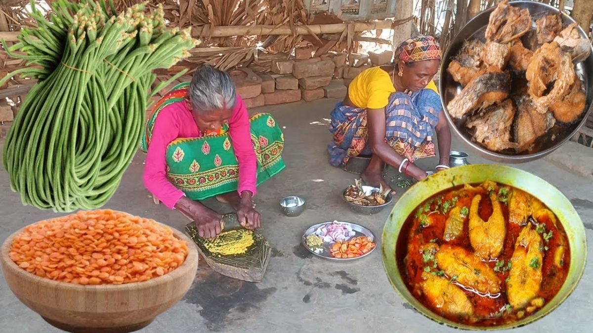 MUSOOR DAL recipe And DRY FISH CURRY &BORBOTI VAJI cooking by our grandma||