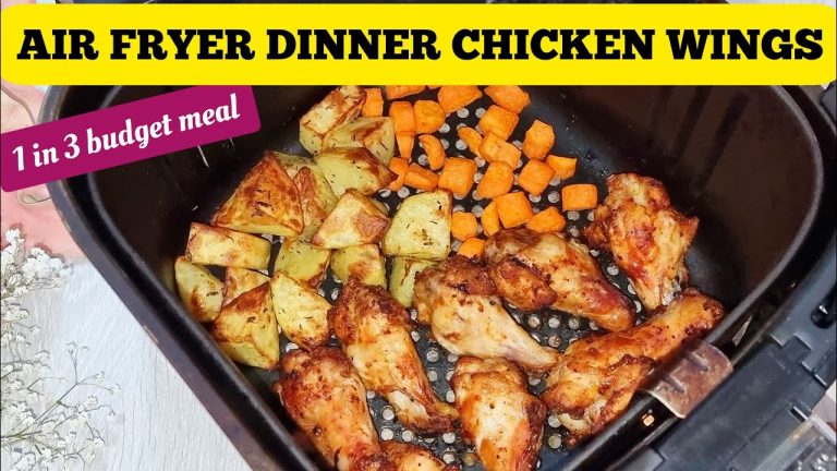 AIR FRYER CHICKEN WINGS DRUMSTICKS RECIPES FOR DINNER WITH POTATOES.