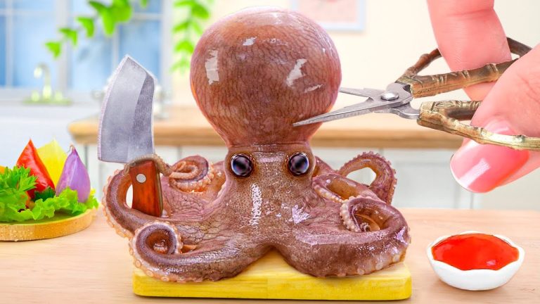 Tasty Miniature Steamed Octopus Recipe Idea 🐙 Most Satisfying Seafood Cooking by Mini Yummy