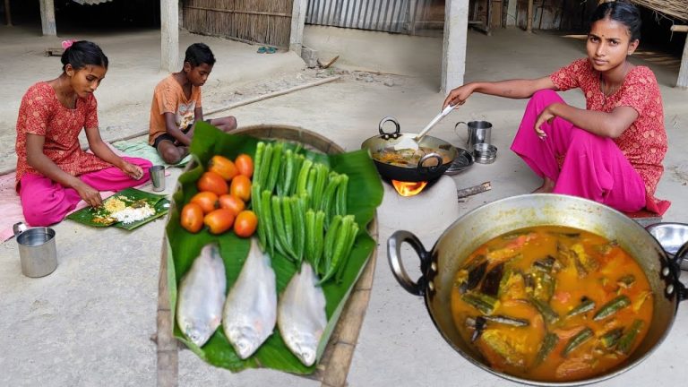 Santali Tribal Girl Cooking RIVER FOLI FISH Recipe With Fresh VEGETABLES | Rural Villagers Lifestyle