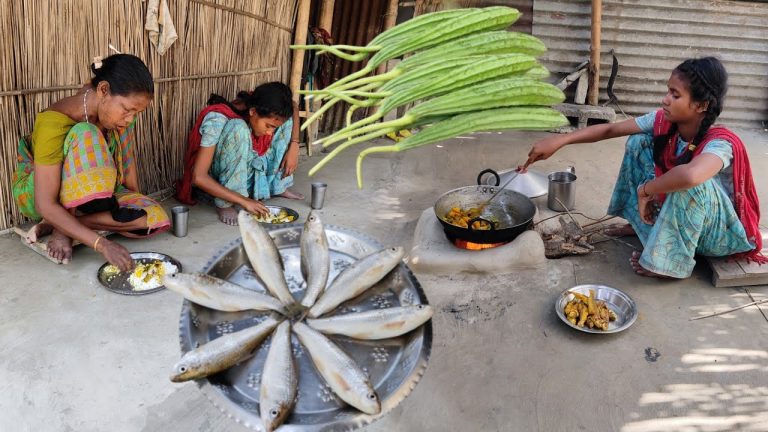 BATA FISH cooking with JHINGE recipe in village style by santali tribe girl | Rural Villagers Life