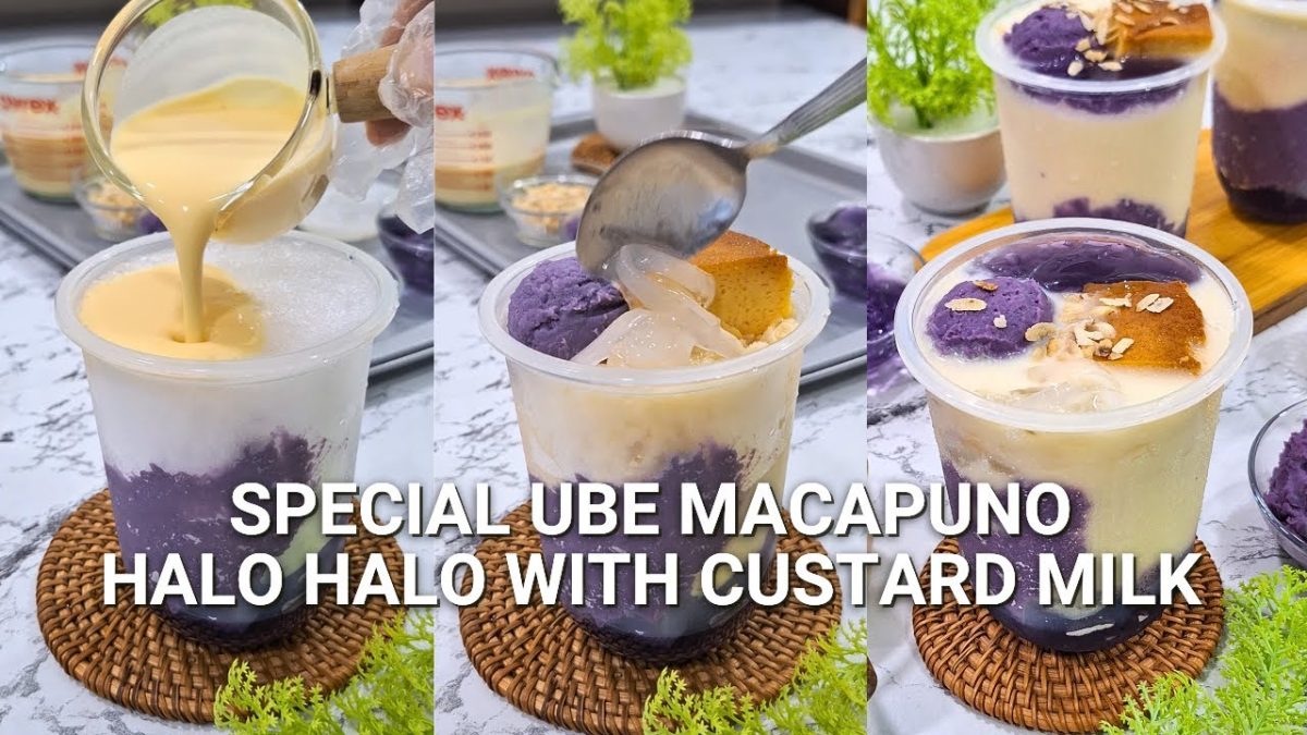 Ube Macapuno Halo Halo Recipe  with Custard  Milk
