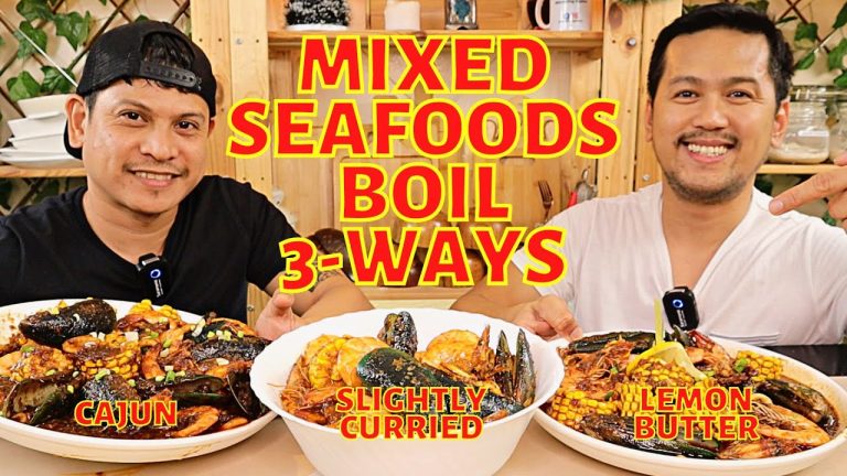 Mixed Seafoods Boil in 3 Ways | Cajun Sauce | Slightly Curried Sauce | Lemon Butter Sauce