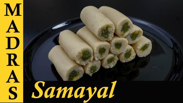 Kaju Pista Roll Recipe in Tamil | Cashew Pistachio Rolls Recipe in Tamil | Sweet Recipes in Tamil