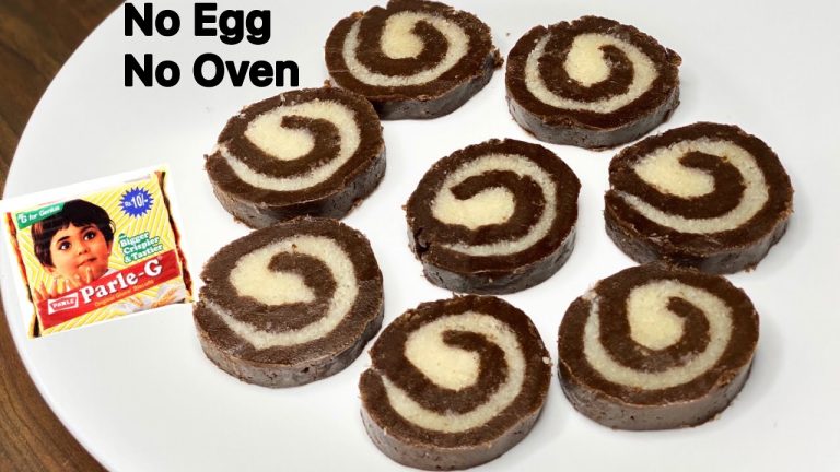 Parle G Chocolate Swiss Roll Recipe | Without Egg, Oven, Flour, Gas | No Bake Swiss Roll Recipe