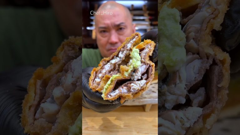 🇯🇵Fried horse mackerel wrapped in meat🐟🥩 #shorts