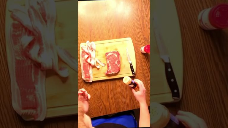 Bacon Wrapped Steak #bbq #food #steak #beef #recipe #bacon #baconwrapped #ribeyes #ribeyesteak