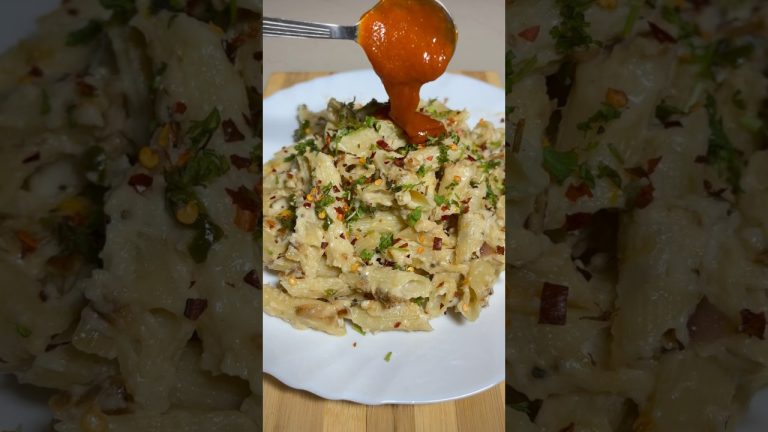 White Sauce Pasta🤤 #cooking #asmr #shorts #whitesaucepasta