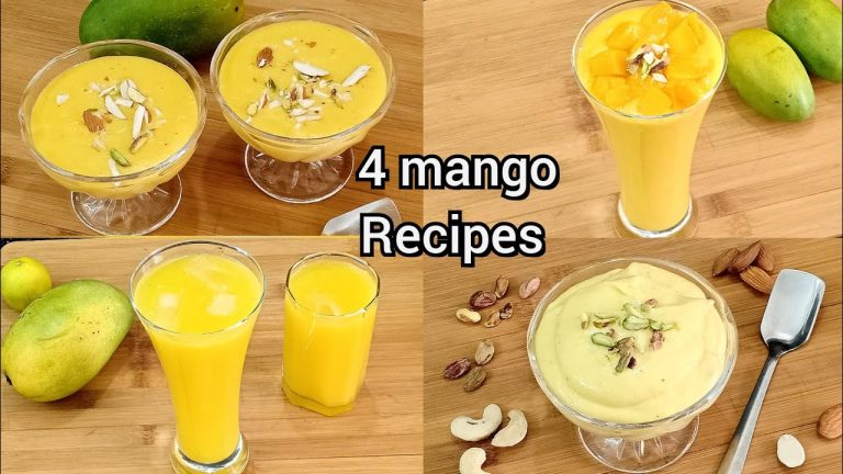 4 मैंगो डेजर्ट रैसिपी | mango dessert recipes indian | mango sweet recipes|easy mango recipes