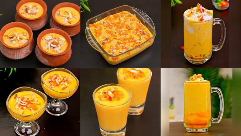 ६ झटपट और आसान आम की रेसिपी | 6 Mango Dessert with 3 recipes | Mango Dessert Recipe | Kabitaskitchen
