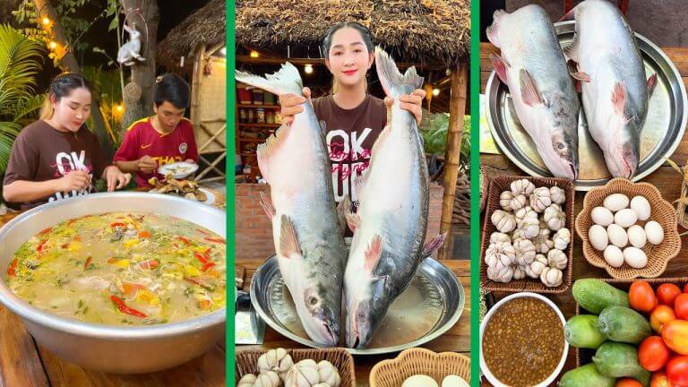 Big Fresh Water Fish Cook for 2 Recipe | Mommy Chef Cook Big fish so delicious | Cooking with Sros