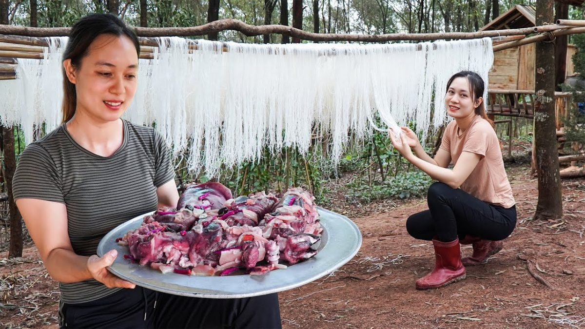 FULL VIDEO: Pork Leg Stew Recipe and Make Noodles Goes to Market Sell, Building Farm | Green Life