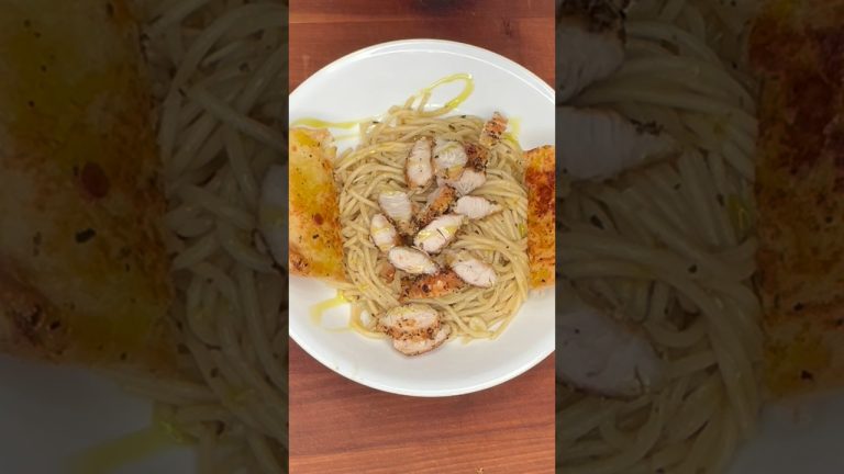 MY SPIN ON PASTA AGLIO E OLIO #cooking #recipe #shorts