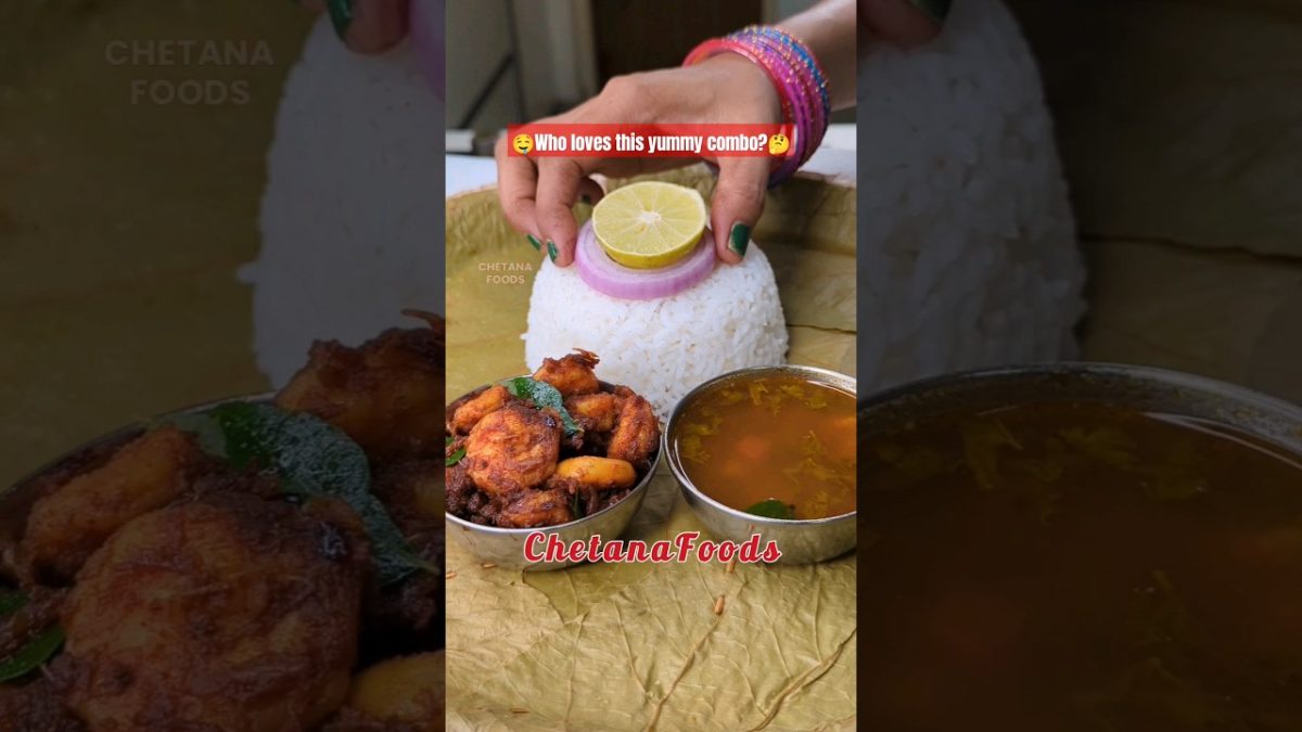 100% Simple Andhra Nonveg Meals🤤 Prawns Fry | Rasam | White Rice | South Indian Food #lunch #seafood