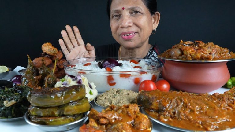 Food Eating Show Fish , Shrimp , Watery rice , Pakoda Spicy Dishes Mukbang