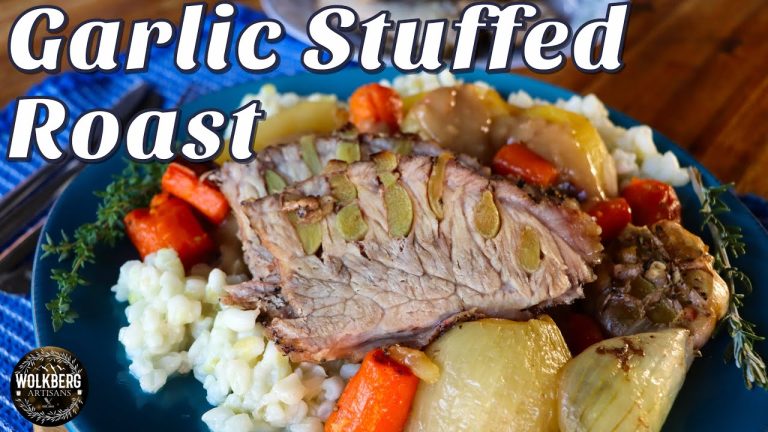 Garlic stuffed Beef Roast | How to Cook a Sunday Roast Beef Recipe | Cast Iron recipes | Open fire