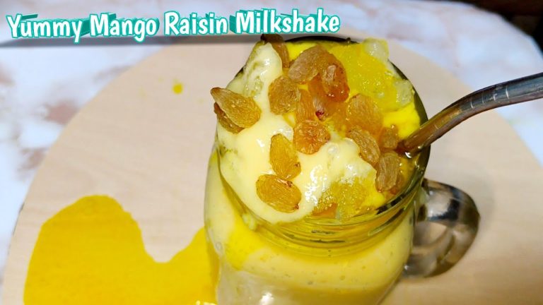 🥭Mango Raisin Milkshake Mastani / Recipe /Mango Milkshake- mango smoothie- Milkshake / SadiaJRecipes