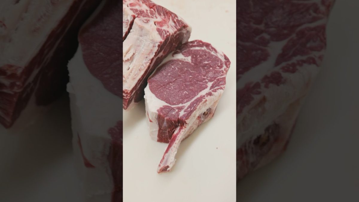 Cutting Cowboy Rib Chops! 🔪 #shorts #beef #steak #cowboyribchop #bbq #grill