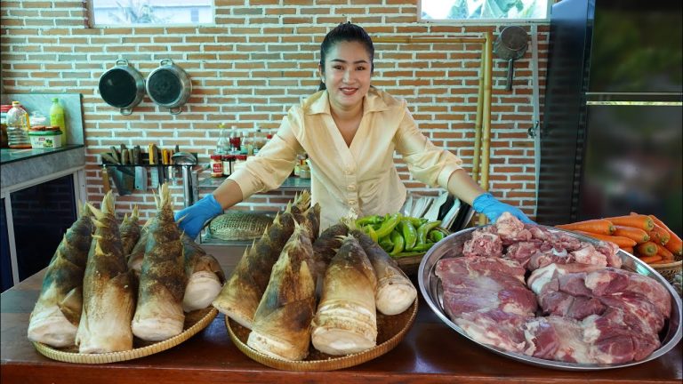 '' 20kg Big Bamboo shoot '' – 4 recipes cook Bamboo shoot – Cooking with Sreypov