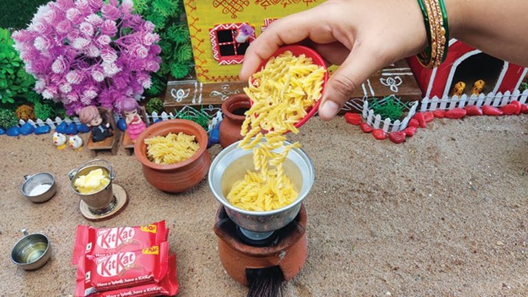 Miniature KitKat Chocolate pasta recipe | ASMR | Home made chocolate pasta | miniature cooking