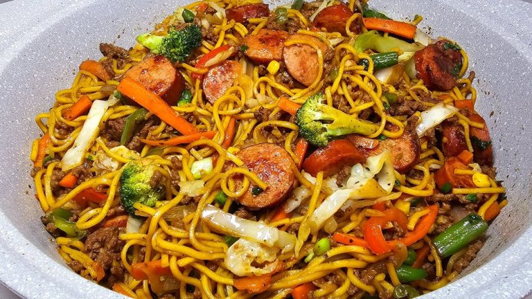 ground beef & sausage chowmein | full recipe | quick & easy