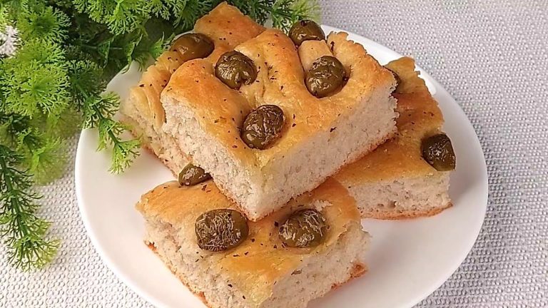 Focaccia with olives, delicious Italian-style bread recipe