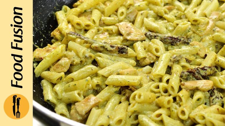 Creamy Pesto Pasta with Sun dried Tomatoes Recipe by Food Fusion