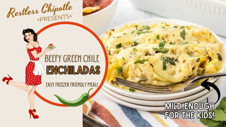 Easy Creamy Beef & Green Chile Enchiladas Recipe (Freezer Friendly!)| Casseroles| Restless Chipotle