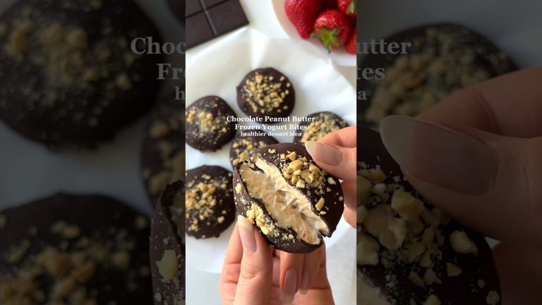 Chocolate Peanut Butter Frozen Yogurt Bites😍 #frozenyogurt #healthydessert #healthyrecipes