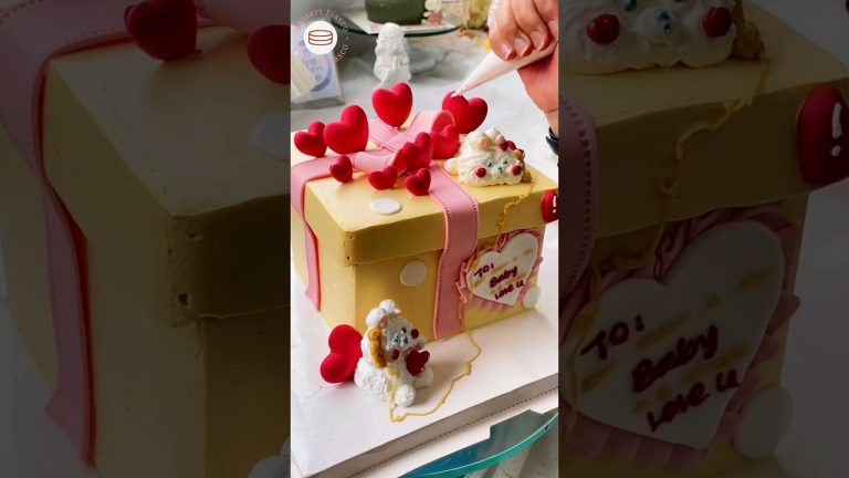 Cute Lve gift box Cake making full tutorial🍰❣#shorts#DessertFiasco#viral#cake#trending#youtubeshorts