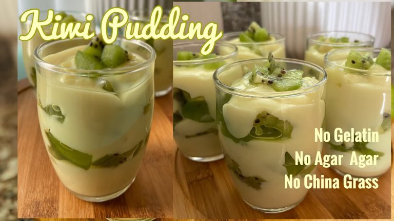 Kiwi Pudding Recipe 💚 || Kiwi Layered Vanilla Pudding || Eggless No bake Dessert