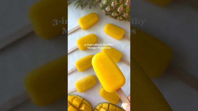 Healthy Dessert Idea: 3-ingredient Mango Popsicles☀️ #healthyrecipes #healthydessert #popsicles